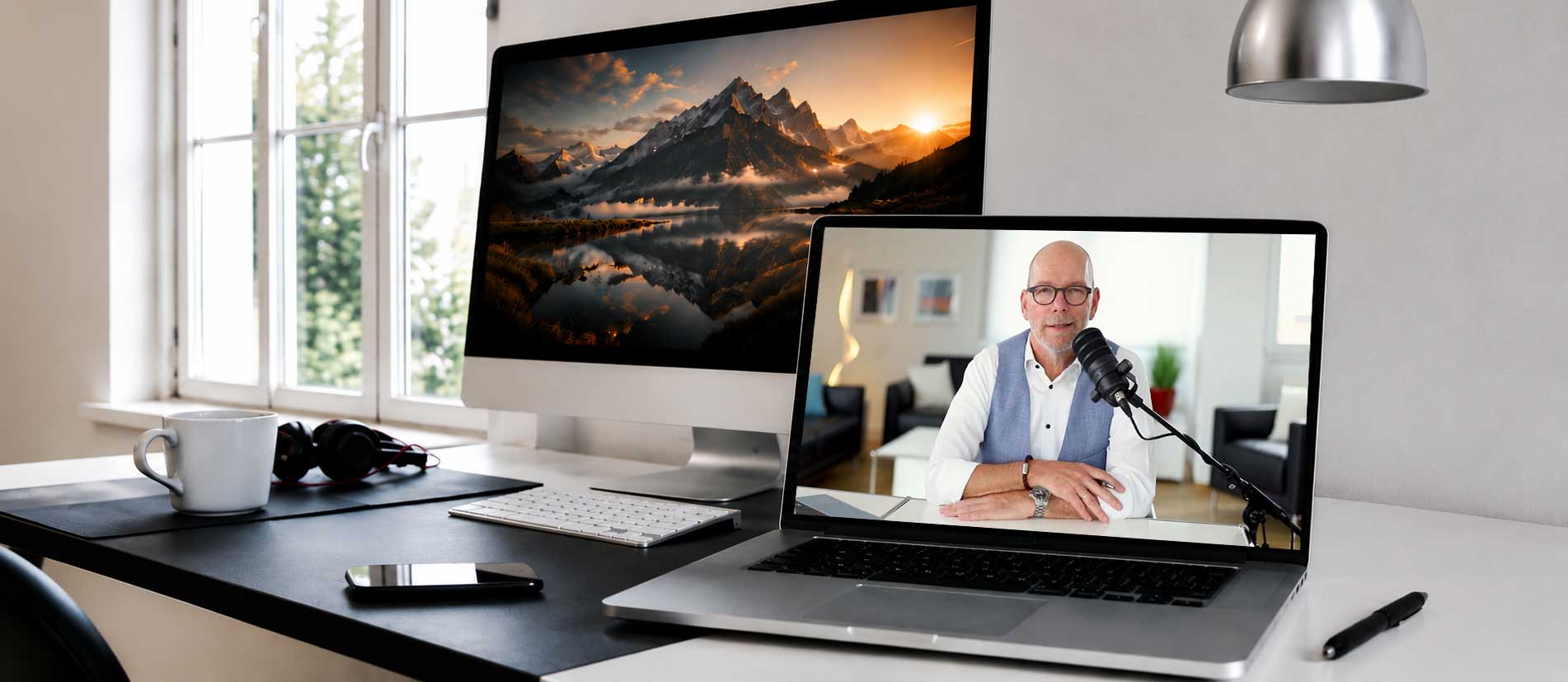 stefan_schuetz_live_online_klein_2 Business-Coaching im Online-Coaching mit Stefan Schütz auf dem Laptop.